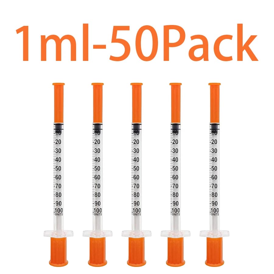 50/100 Pack 0.5ml 1ml Disposable Syringes with Needles, Individually Wrapped, Lab Supplies & Pet Daily Feeding Accessories