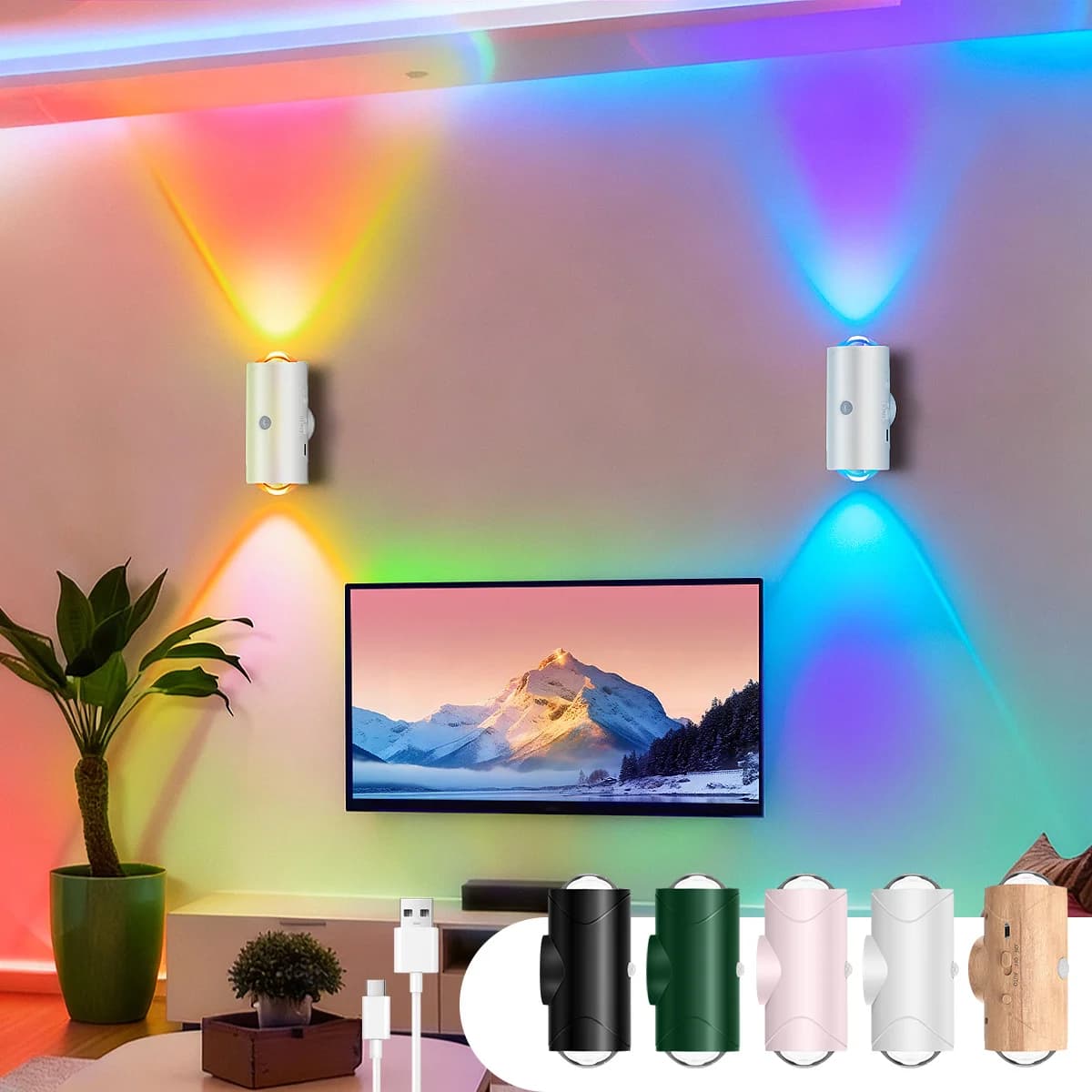 LED Motion Sensor Night Light Indoor,1500mAh Up/Down Lighting Design, Rechargeable Magnetic Wireless Wall Sconces for Bedroom