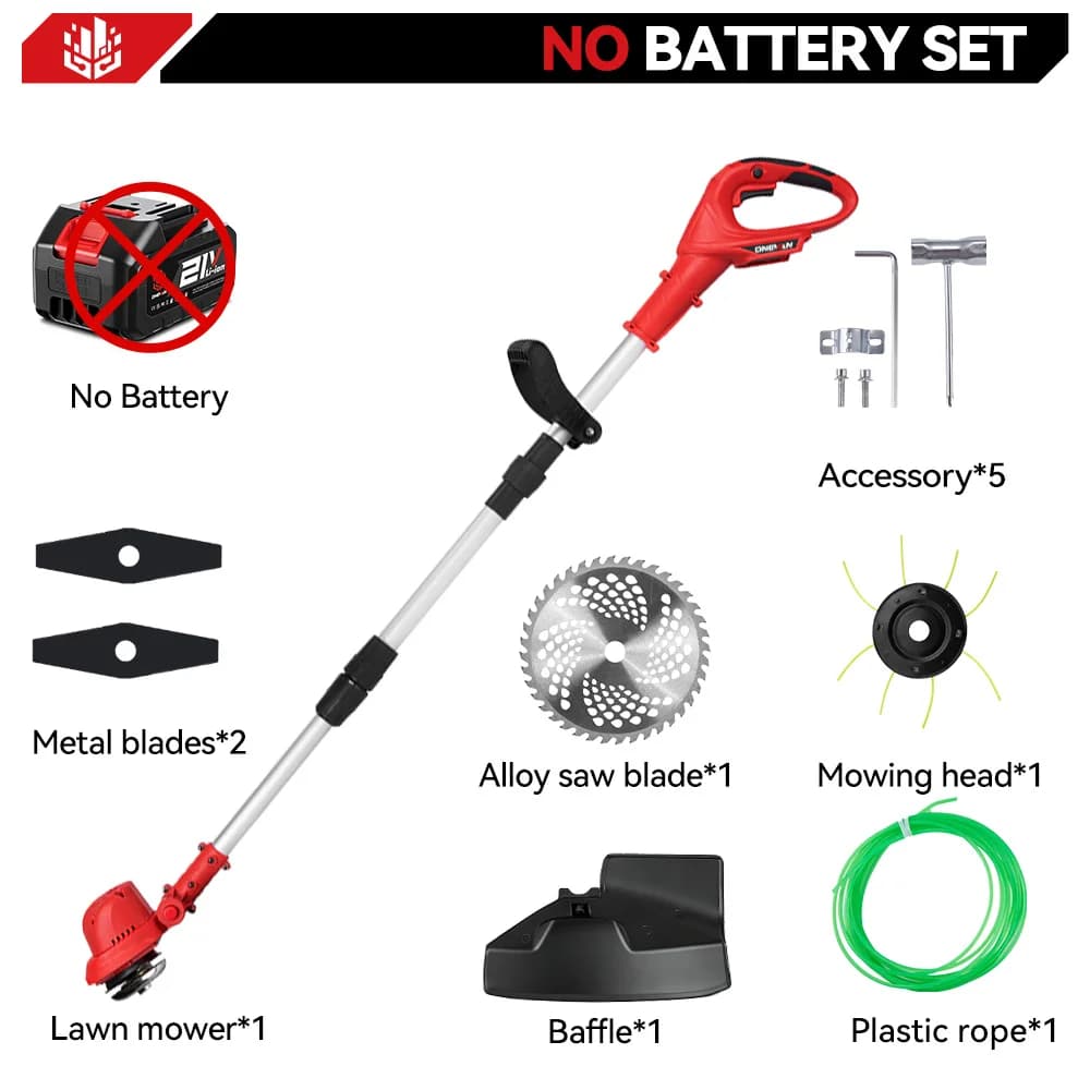 ONEVAN 10inch Brushless Electric Lawn Mower 36000RPM Cordless Grass Trimmer Cutter Garden Power Tool For Makita 18V Battery Pin