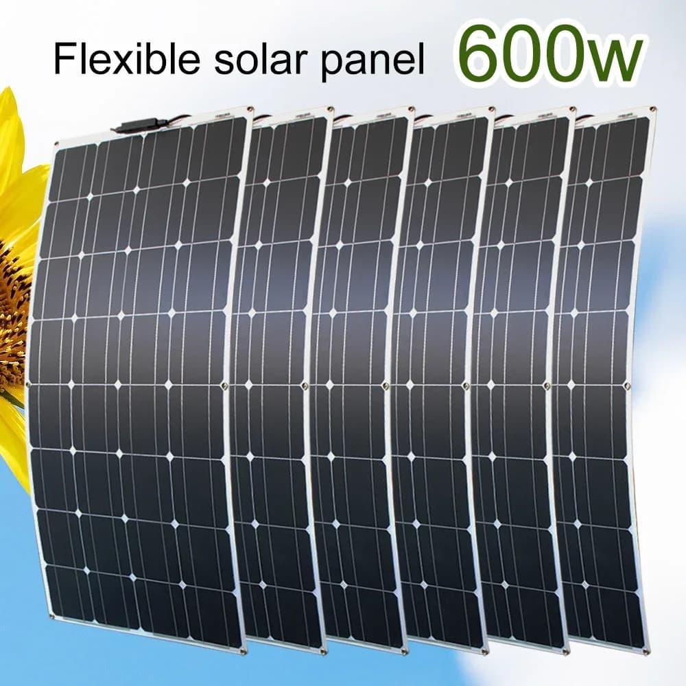 ASUNERGE 12V Flexible Solar Panel 600W 100W 200W 300W 400W 500W Bendable Waterproof Monocrystalline Best Solar Panel China RV