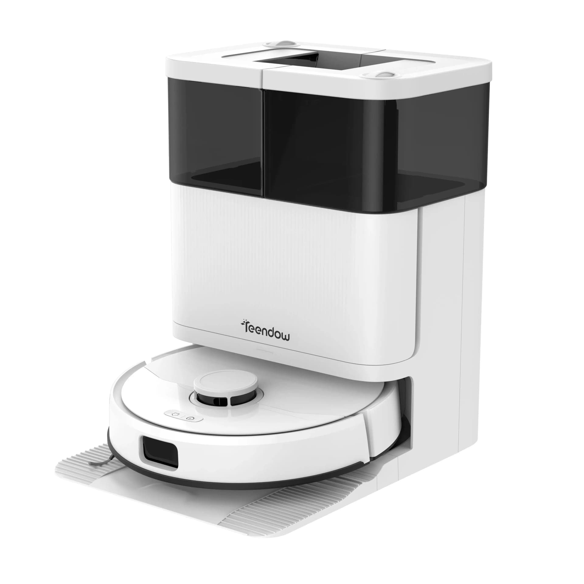 10,000Pa, Teendow D63S ULTRA Robot Vacuum and Mop, Super Suction, Edge Cleaning, Auto Mop Wash & Dry, Self-Emptying,White, 10,000Pa Strong Suction & 17KPA Auto-Empty Base: Deep Clean Every Corner, 50°C Hot Water Mopping & 60°C Hot Air Drying