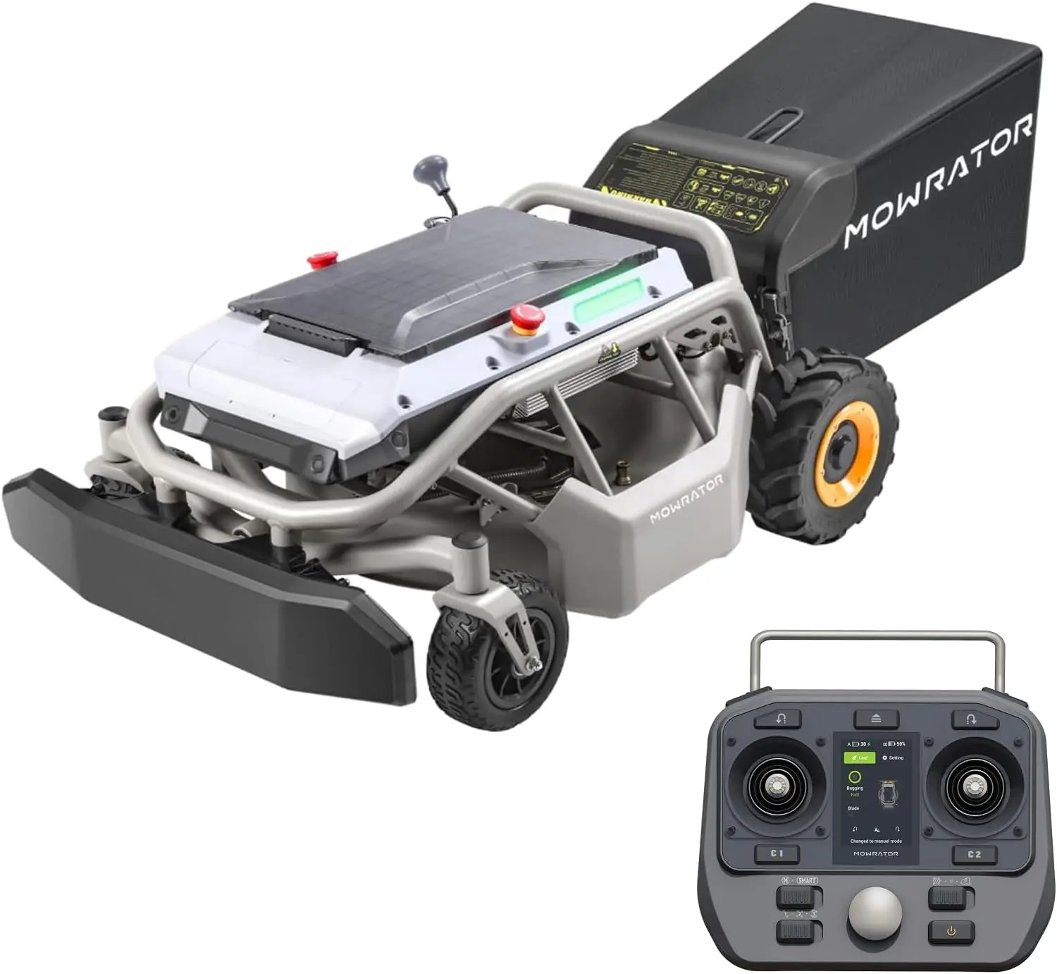 Mowrator S1 2WD 18Ah Remote Control Lawn Mower, Yard Care, with Leaf Shredding Vacuum, 21" Width, 1.8–4.6" Cutting Height