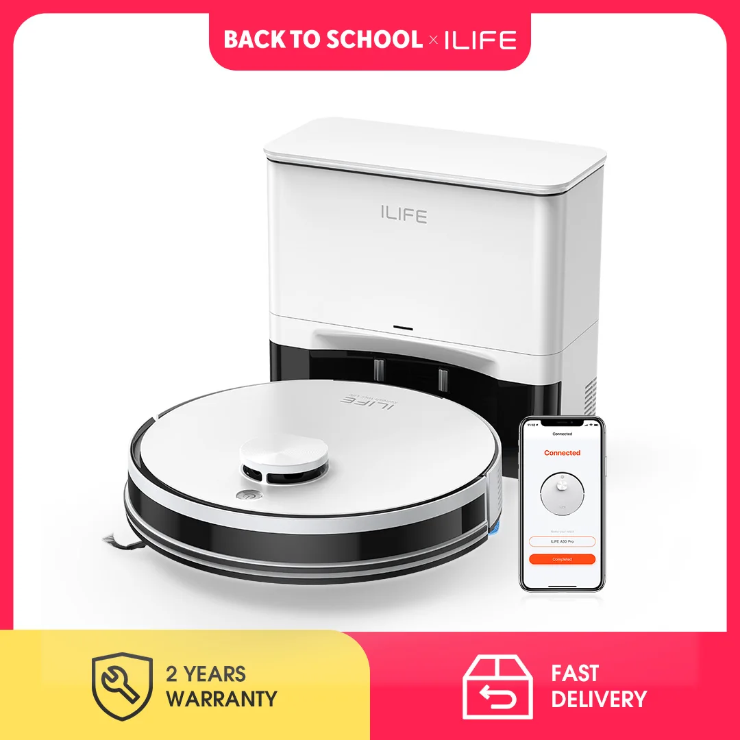 ILIFE A30 Pro Robot Vacuum Cleaner with Automatic Self-Emptying Station, 5000Pa Strong Suction, LDS Navigation, 180min Runtime, 2-in-1 Mop and Sweep, APP Control  ,Home Floor Carpet Clean