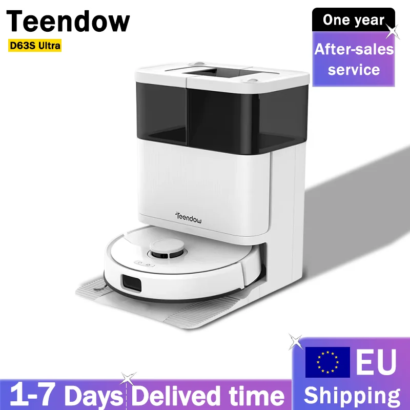 Teendow D63S Ultra Robot Vacuum and Mop, 10KPa Super Suction, Edge Cleaning, Auto Mop Wash & Dry, Self-Emptying 160 Min Runtime
