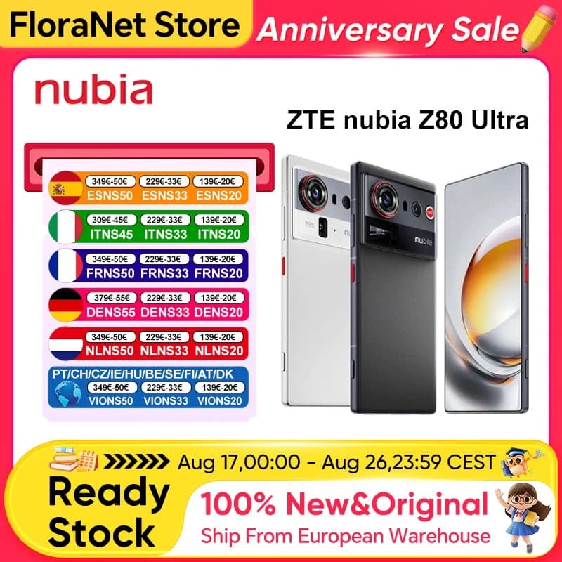 nubia Z80 Ultra Smartphone Snapdragon 8 Elite Gen 5 7200mAh 6.85'' 144Hz OLED Display 90W Fast Charging 64MP+50MP AI Camera NFC
