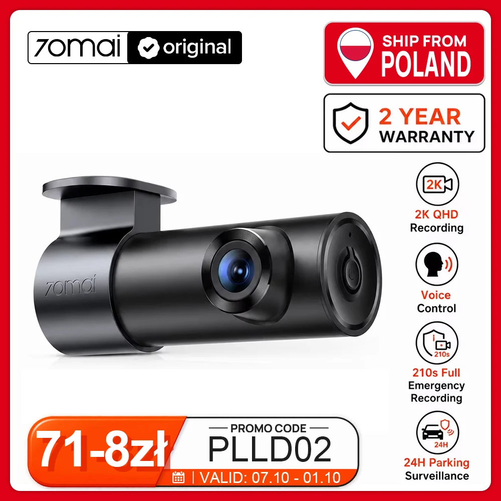 70mai M310 Plus 2K Dash Cam 1440P 143° FOV Night Vision Smart Voice Control 24H Parking Guard Car DVR Camera Mini Easy Install