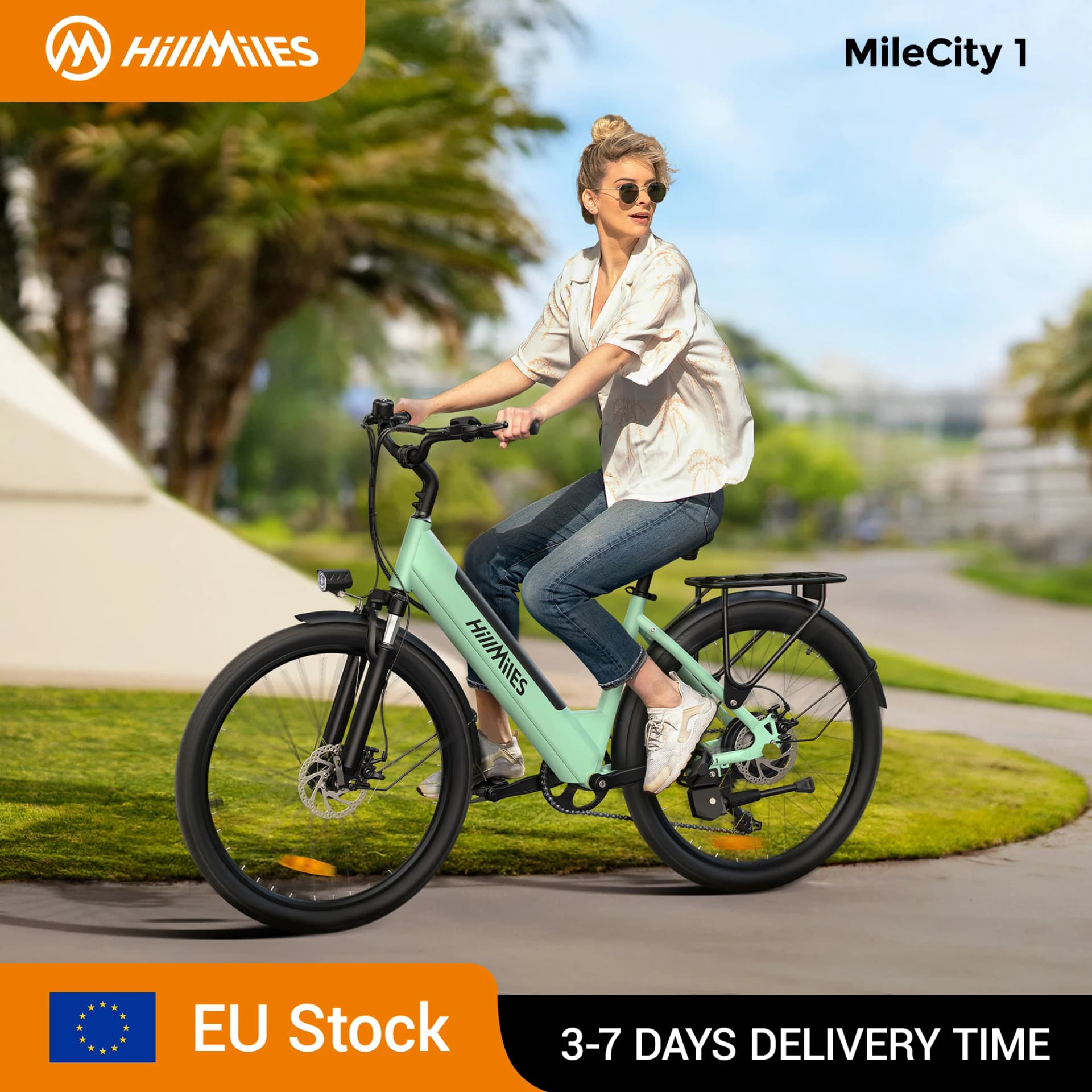 MileCity 1 26 "Electric Bike for Comuting, 120km Range, 250W, 36V 13Ah Battery, Speed 25 km/h, 7 Gears, Disc Brakes E-bike