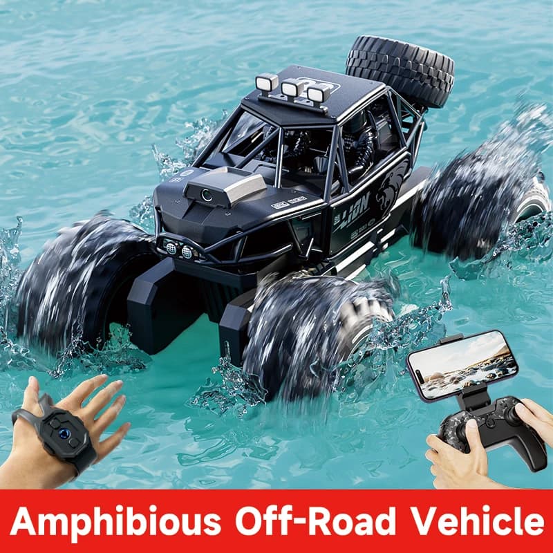 Amphibious 4WD RC Crawler 50Min Run Time IPX7 Waterproof APP and Gesture Control Off Road Drift HD Camera For All Terrain Advent