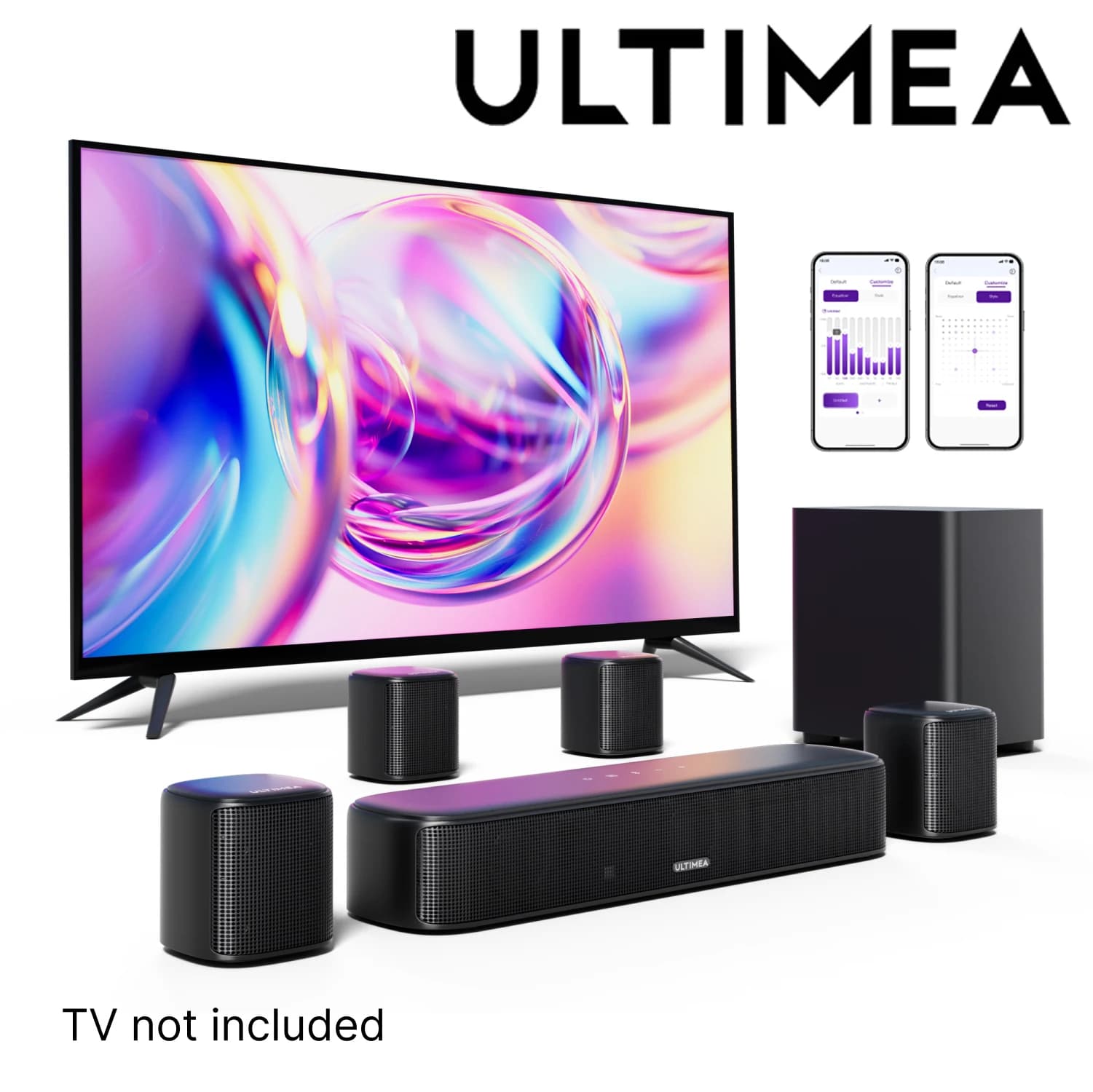 ULTIMEA 7.1 Channel Sound Bar System for TV with 4 Surround Speakers, App Controlled Virtual Surround Sound, Home Theater Audio