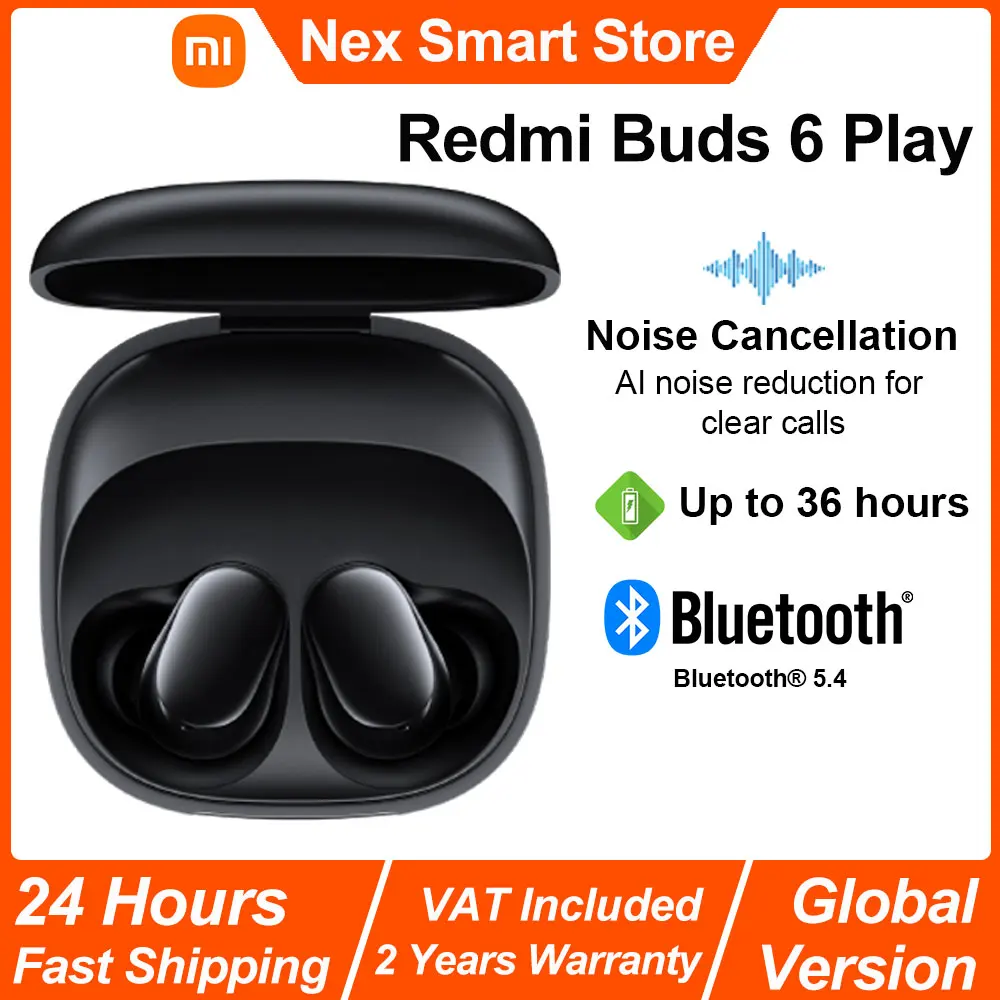 Xiaomi Redmi Buds 6 Play Wireless Bluetooth Earphone, AI Noise Reduction, Touch control Wireless Earphone, Long Endurance BT5.4
