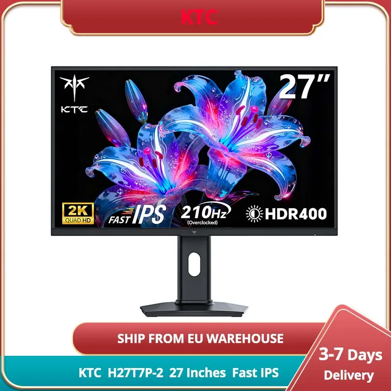 KTC H27T7P-2 Gaming Monitor27' Fast IPS 2560×1440 QHD 200Hz Overdrive to 210Hz,16:9,ELED,1.07 Billion Colors (8-bit + Hi-FRC),DC12V/4A,400 cd/m² brightness,HDR400, FreeSync and G-Sync technologies