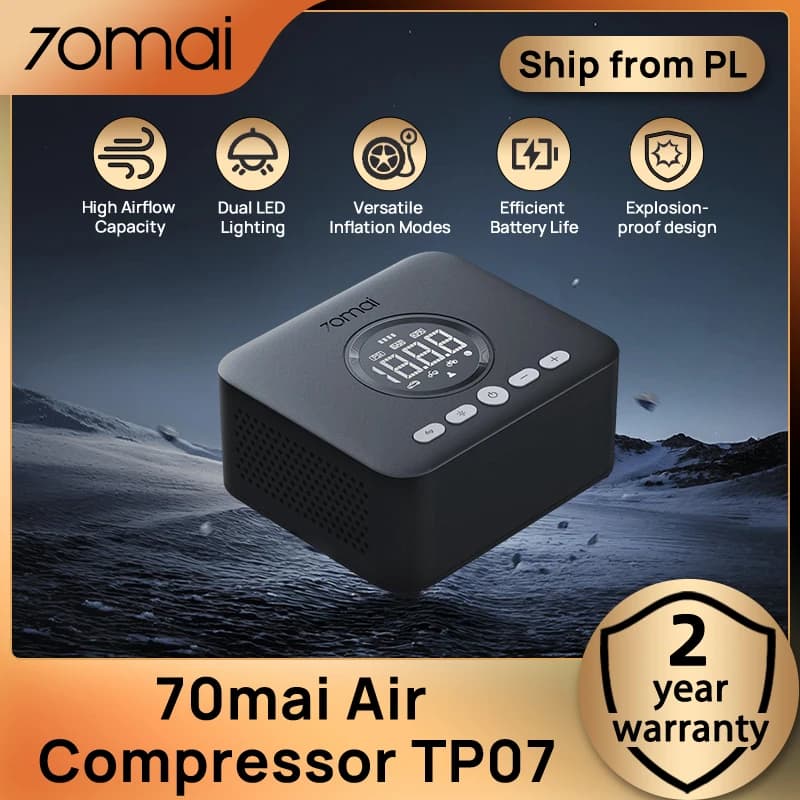 70mai Cordless Air Compressor 2 TP07 Dual LED Lighting Upgraded Large Cylinder 5 Inflation Mode Portable Car Air Pump 70mai TP07