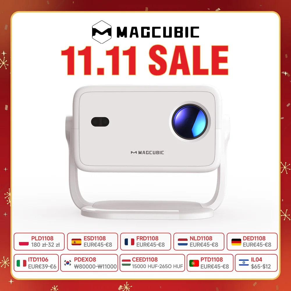 Magcubic L018 1080P Projector 650ANSI 8K Android14 Allwinner H726 Auto Keystone Wifi6 BT5.4 Portable Outdoor Movie Projector
