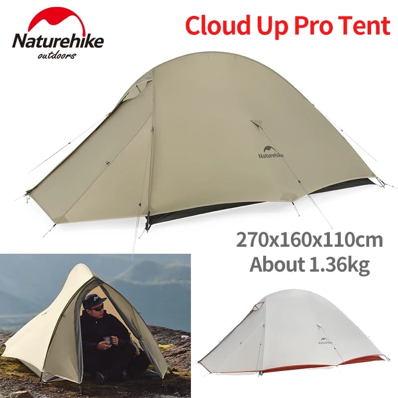 Naturehike Cloud Up Pro Camping Tent ultralright 2 People 3 Season Tent Portable 20D net Outdoor Travel Hiking Tent With Mat