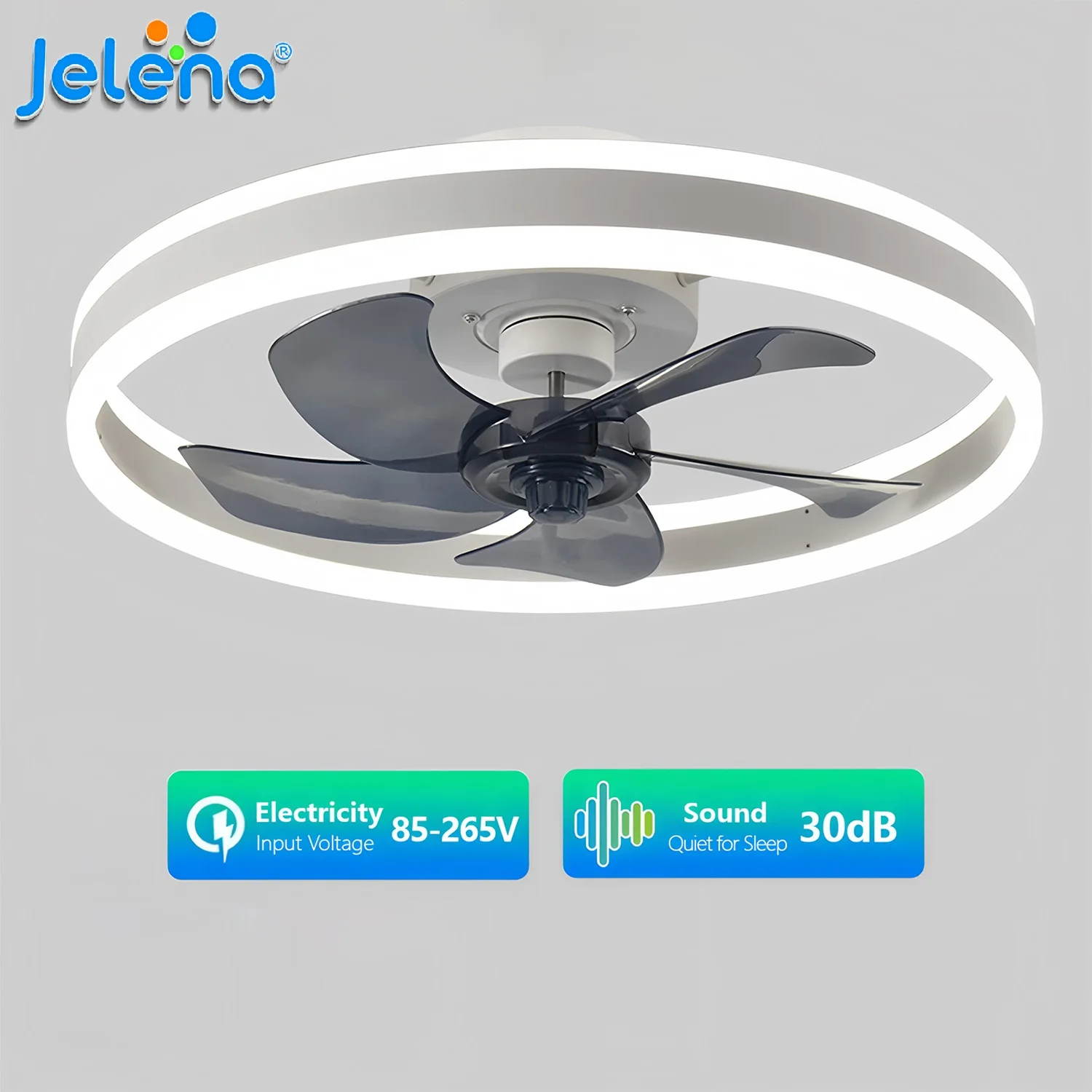 Jelena Smart LED Ceiling Fan Lamp with Remote Control APP Bedroom Living Room 50CM Modern Ceiling Fan Light Fixtures Apartment Home Decor