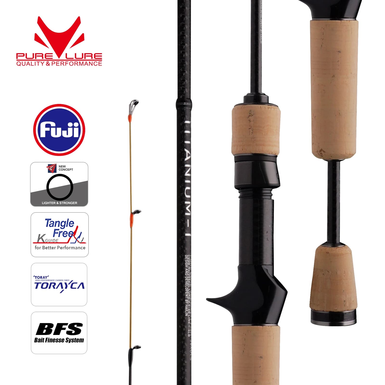 PURELURE TITANIUM-T XUL BFS Rod 0.5-6g Bait Weight 5FT 6FT Perch Trout Bass Spinning Casting FUJI Guide Bracket F MF Action