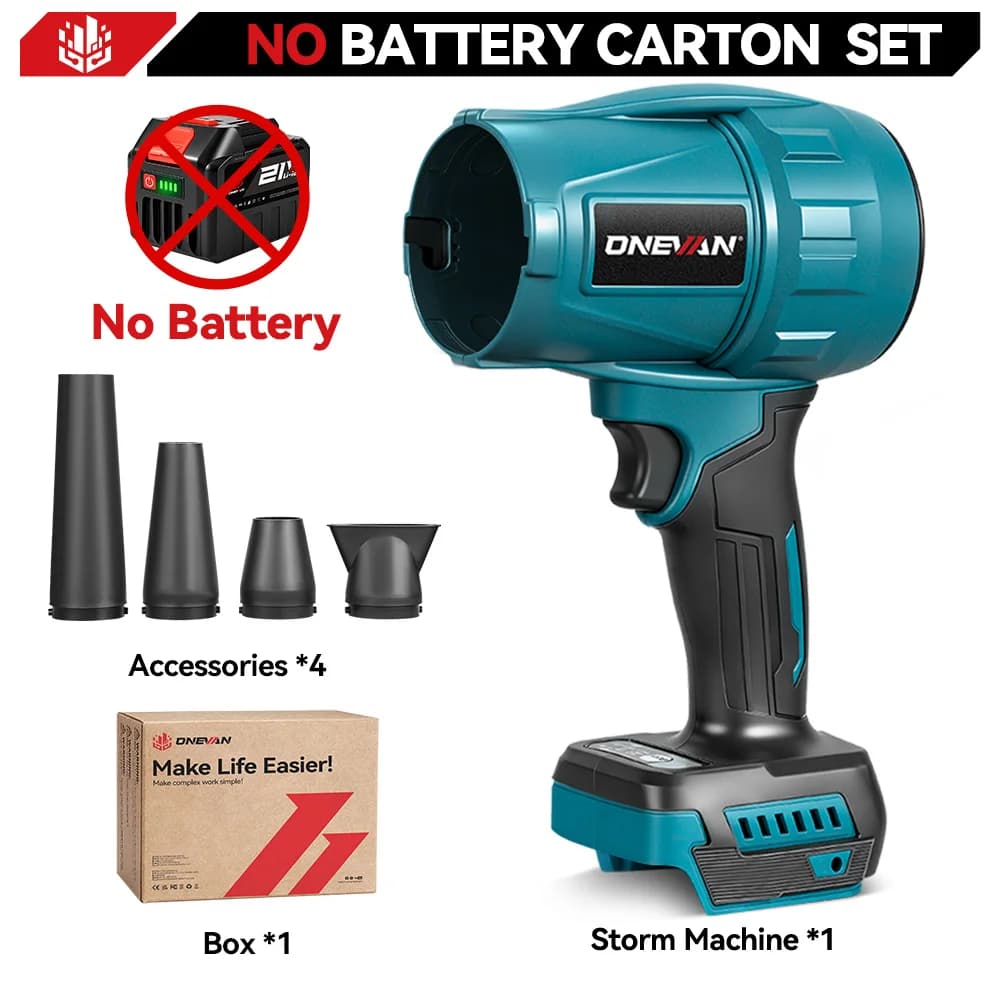 ONEVAN 3500W Brushless Electric Turbo Blower Jet Fan 300000RPM Leaf Blower Dust Blowing Power Tool For Makita 18V Battery Pin