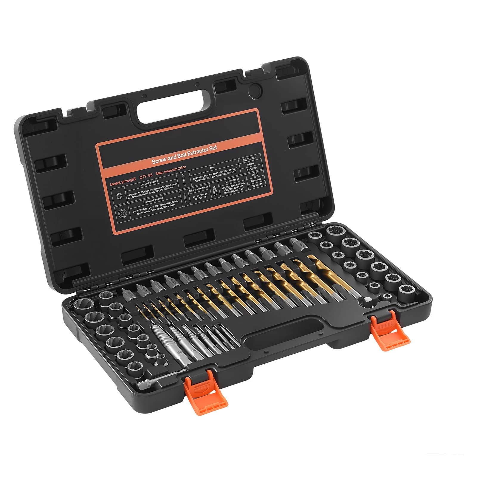 SucceBuy Screw Extractor Set Easy Out Nut Bolt Extractors and Drill Bits Storage Case for Removing Rounded or Stripped Fasteners