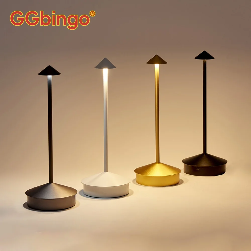 LED Table Lamp Rechargeable Touch Sensor Cordless Desk Lamp 3 Colors Bedside Creative Ambient Light Bar Room Decor Night Light
