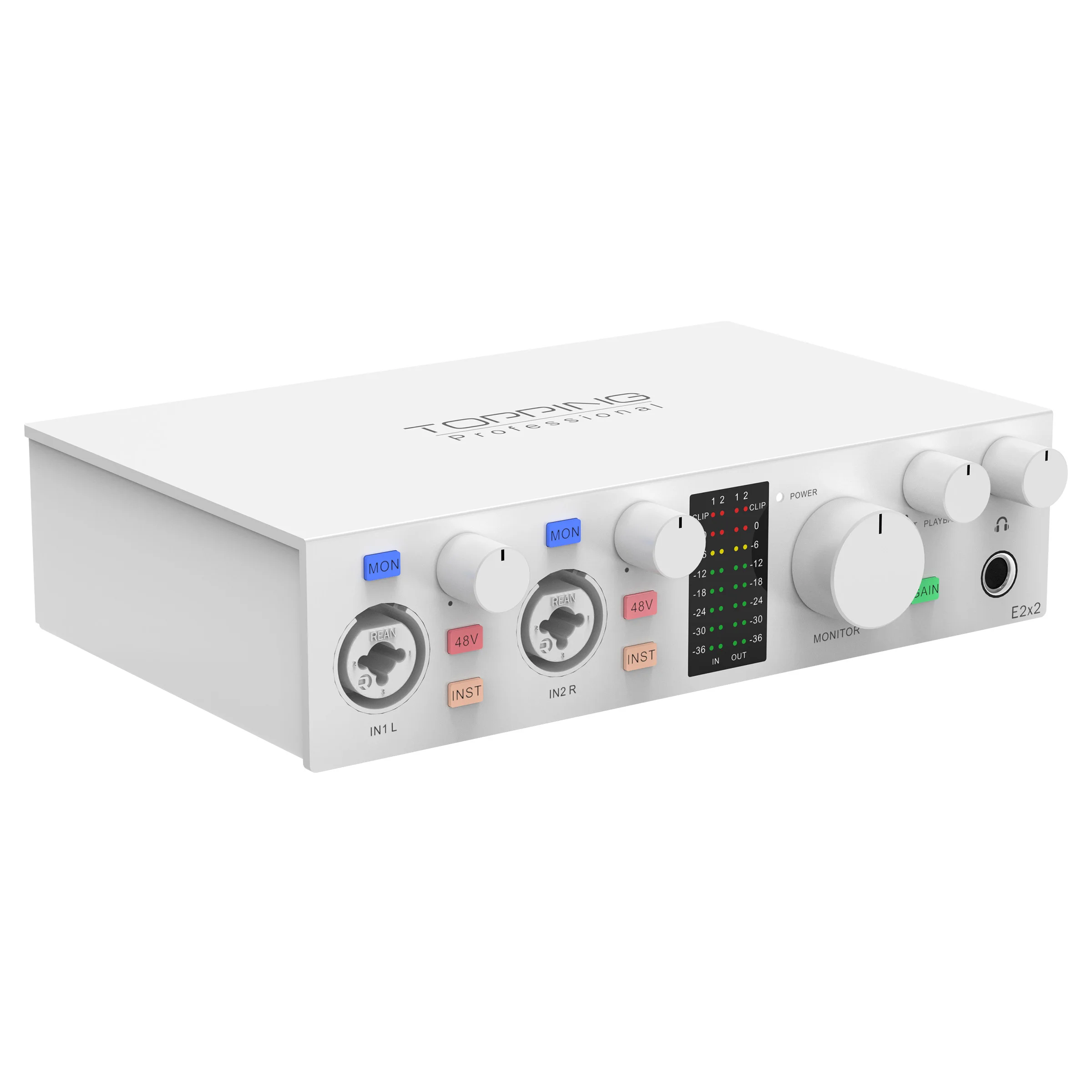 TOPPING E2x2 Professional Audio Interface Computer Phone Singing Live Streaming Sound Card Recording Mixing 2in 2out
