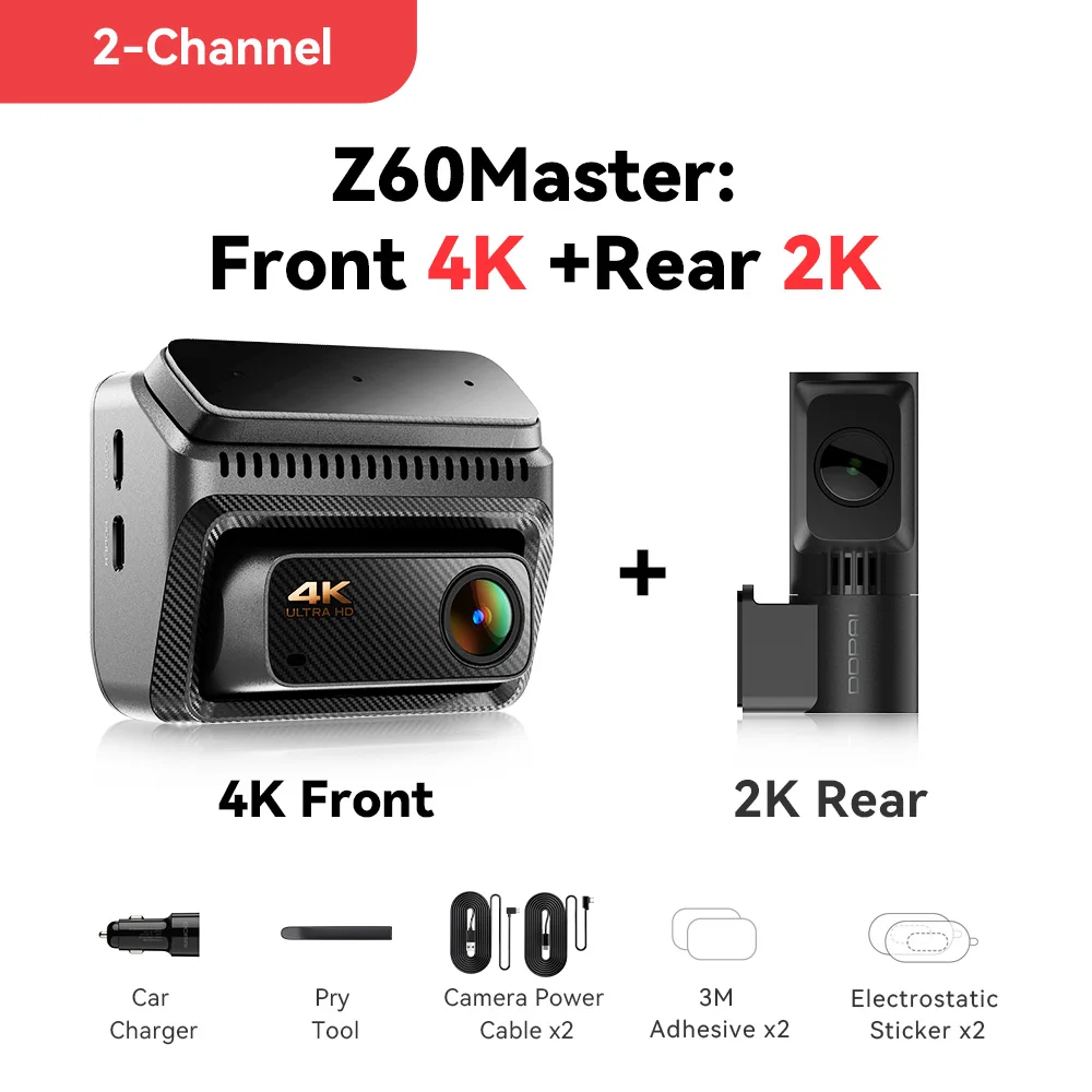 【New】DDPAI Z60Master Dual Dash Cam 4K+2K 2/3 Channel Front and Rear HDR Night Vision WiFi6 GPS ADAS Dash Camera DVR Car Dashcam