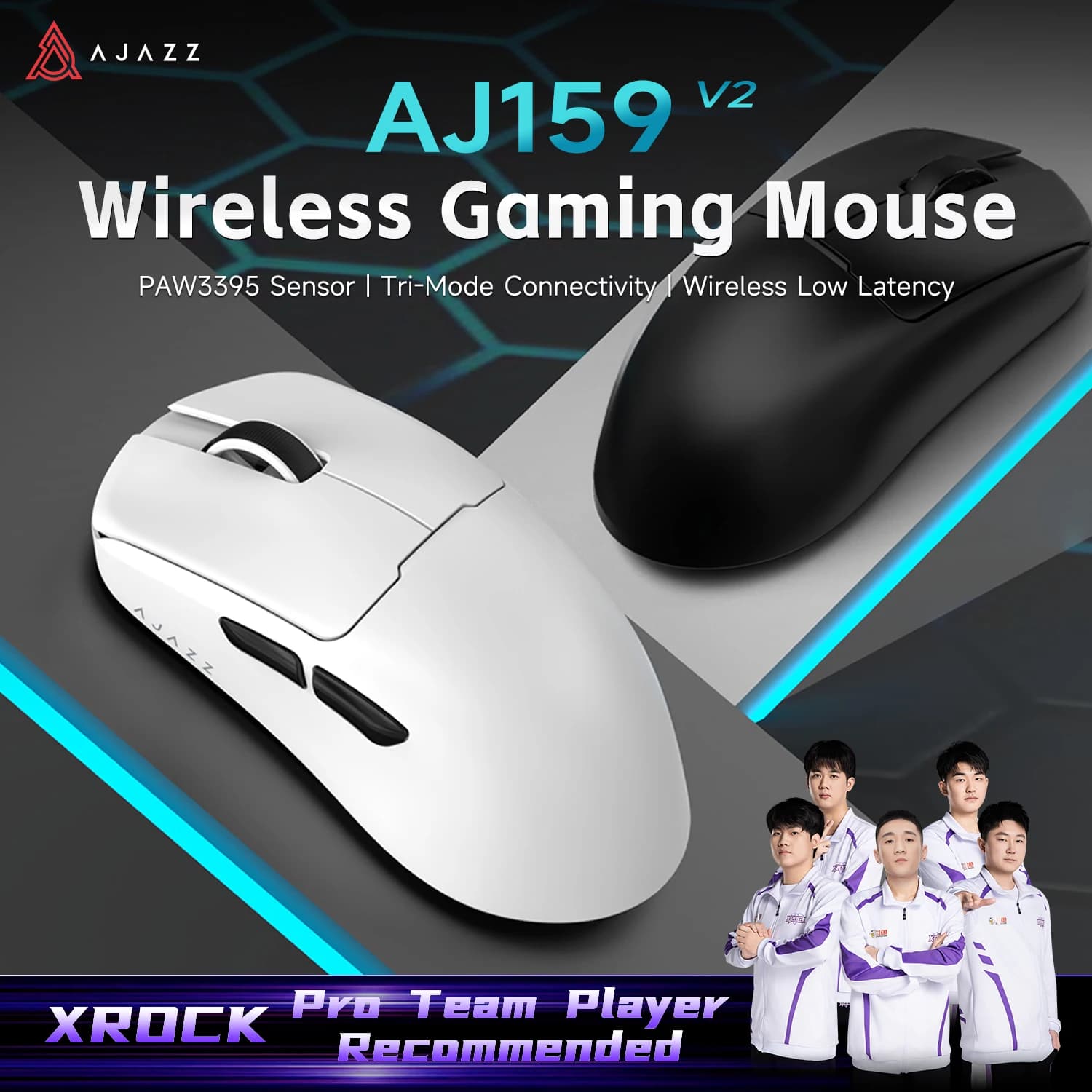 AJAZZ AJ159 V2 Removable Battery Mouse with 1 Extra Battery,PAW3311 Esports Gaming Mouse for Office, Gaming And Campus