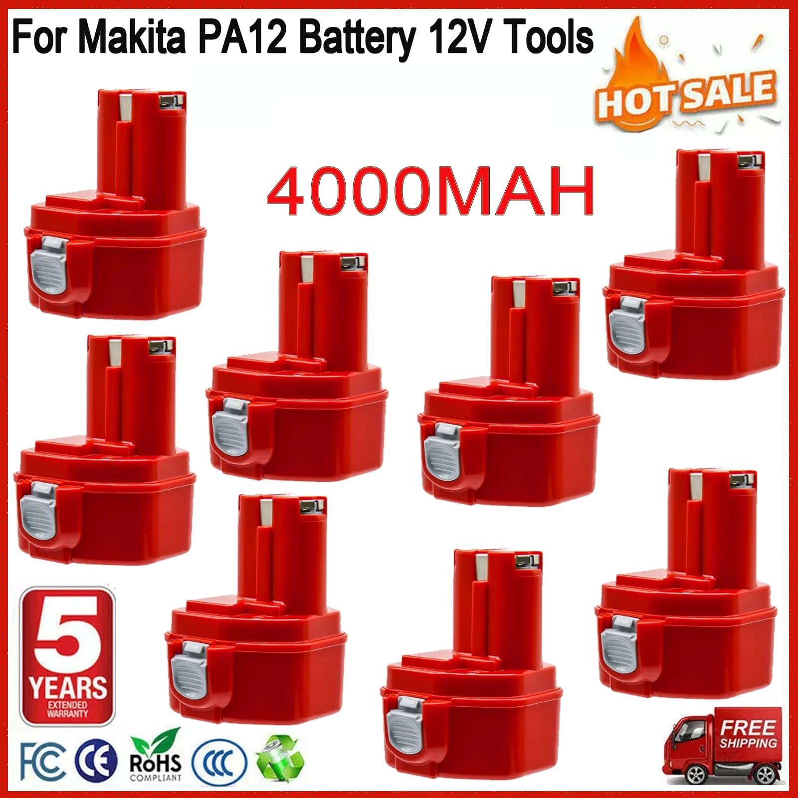 For Makita 12V Battery PA12 NI-MH 4000mah Replacement Battery Compatible For Makita PA1222 1220 1200 1220 1201 1233S Power Tools