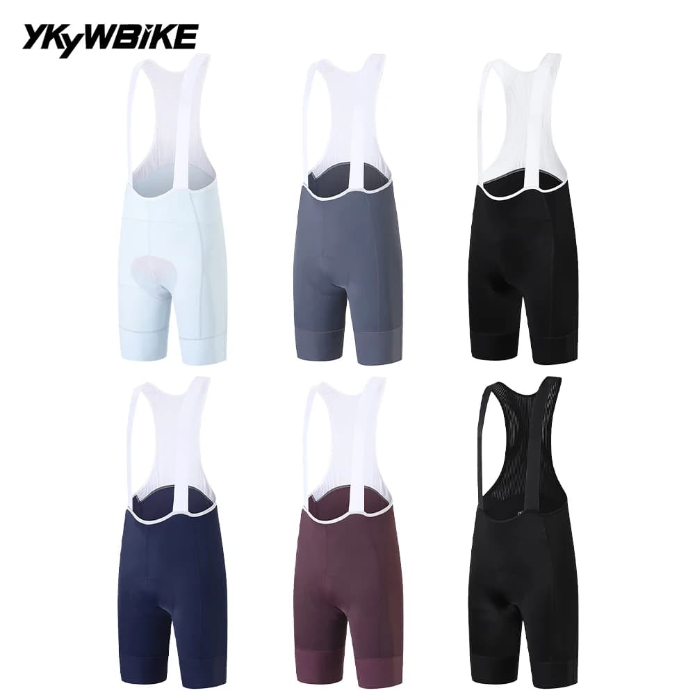 YKYWBIKE Men's Cycling Pro Bib Shorts 6 Hours Ride Summer Breathable Bicycle Tights Belgium Padded Bike Bib Pants Italy MITI