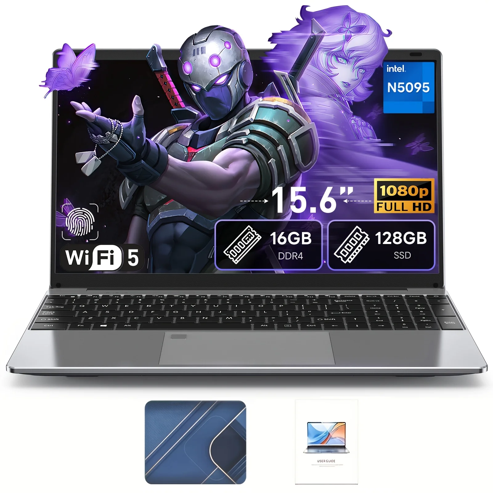 Suxi Manta Book Pro 15.6" Laptop, Intel Cpu, 16Gb Ram, 256Gb Ssd, Windows 11 Pro, Portable Notebook for School, Work & Daily Use