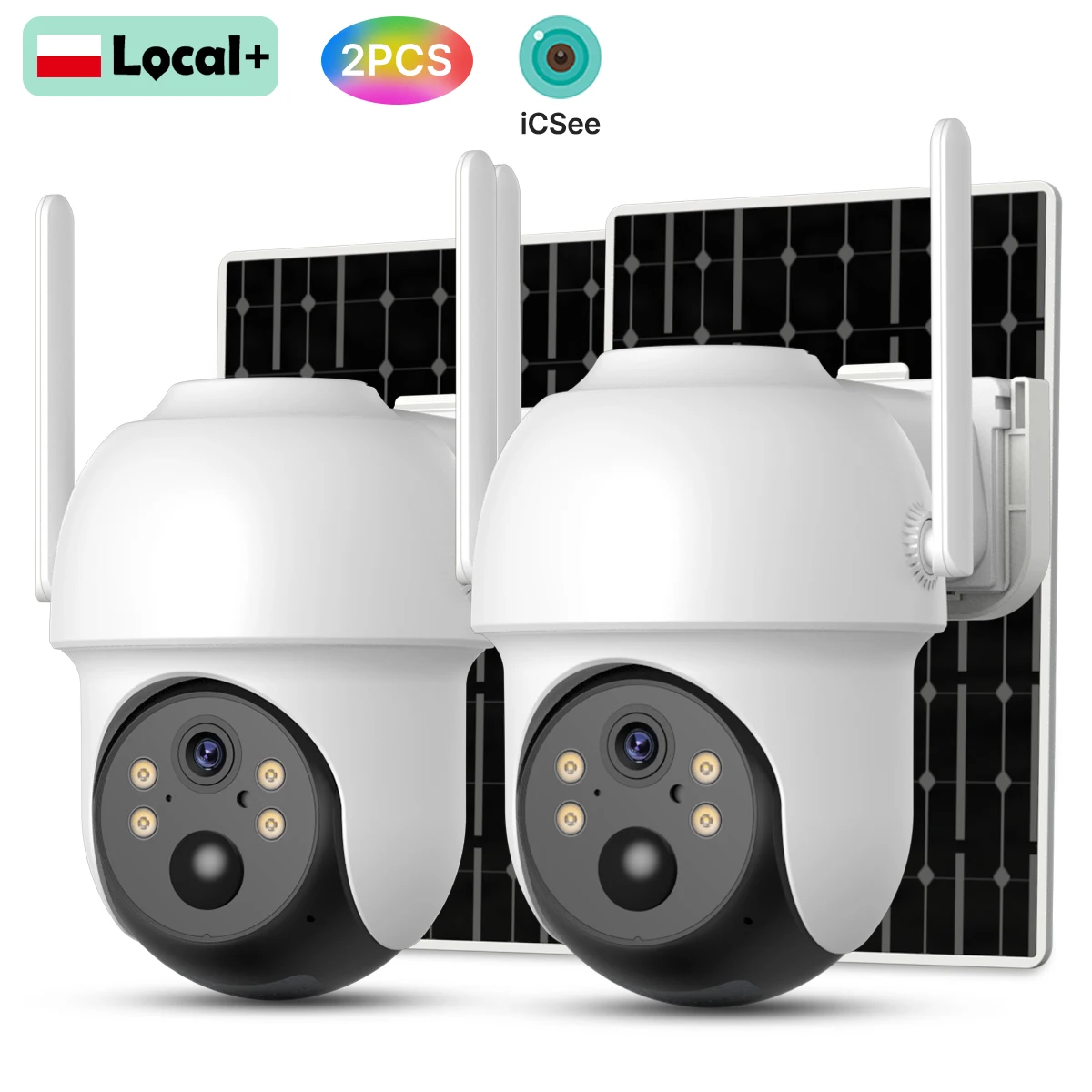 1/2PCS iCsee Solar IP Camera WiFi Outdoor Wireless Battery Surveillance PTZ Camera PIR Detection Night Vision Real-Time Alert