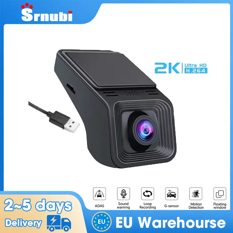 Srnubi 2K 1440P Full HD USB Car DVR ADAS Dash Cam Auto Audio Recorder for Hongqi E-QM5 2021 Android Multimedia Player Navigation Head Unit