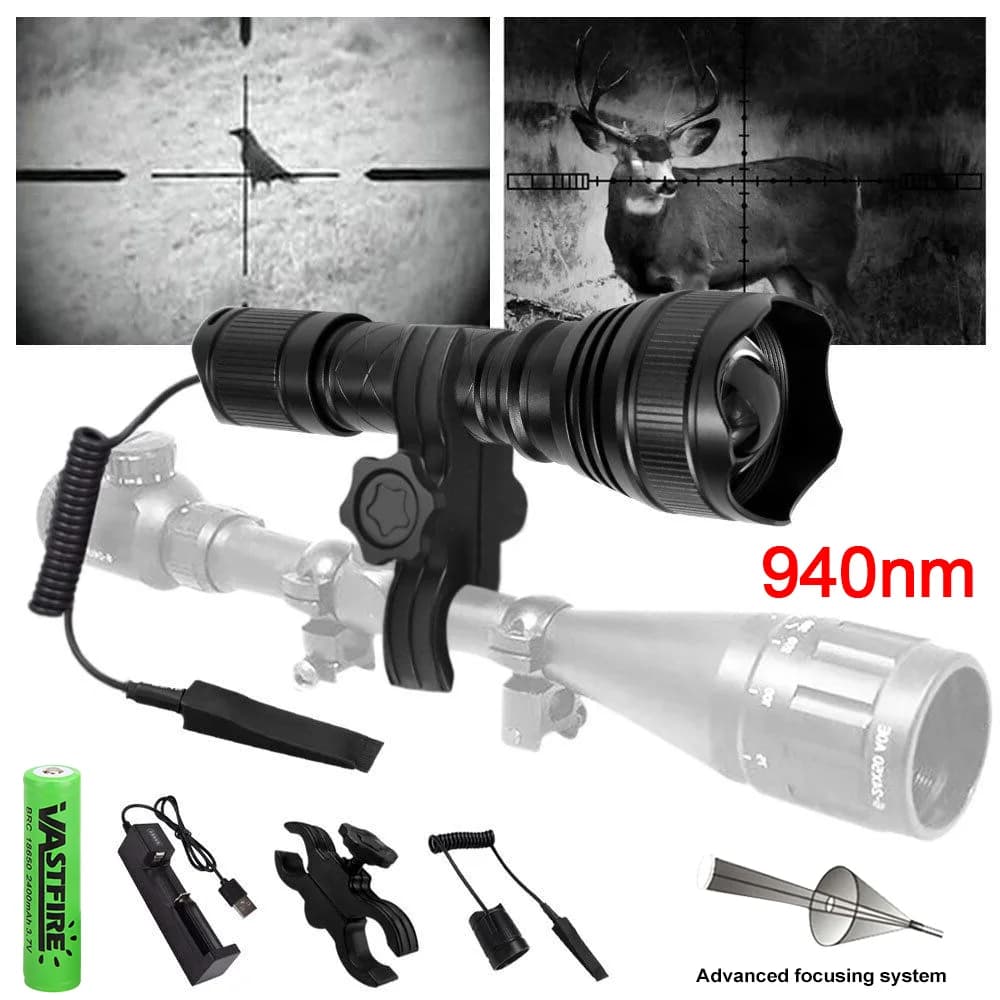 850nm/940nm Infrared Flashlight Adjustable Focus Zoomable IR Hunting Torch Infrared Radiation Light Night Vision Devices