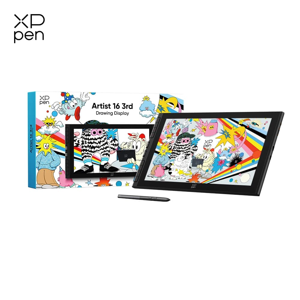 XPPen Artist 16 (Gen 3) 15.4-inch Portable Drawing Display with 8 Shortcuts 2 Dials X4 Smart Chip Stylus for Windows Mac Android