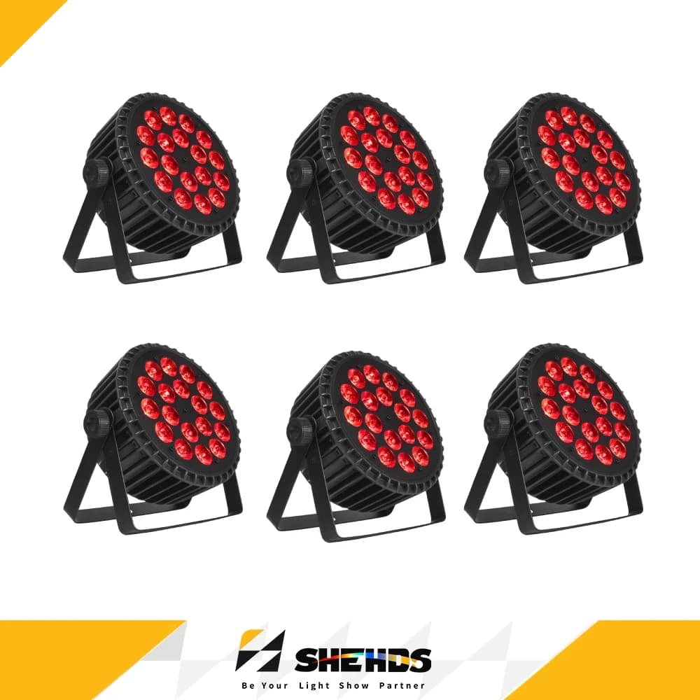 SHEHDS 2/4/6Pcs Aluminum Alloy LED Flat Par 18x12W /18x18W RGBWA Light UV Wireless DMX 512 For DJ Disco Party Church Theater