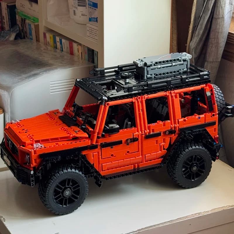 2891 Pieces Room Decoration Orange Car Building Block Set Construction Vehicle Brick Model Adults Birthday Christmas Gifts