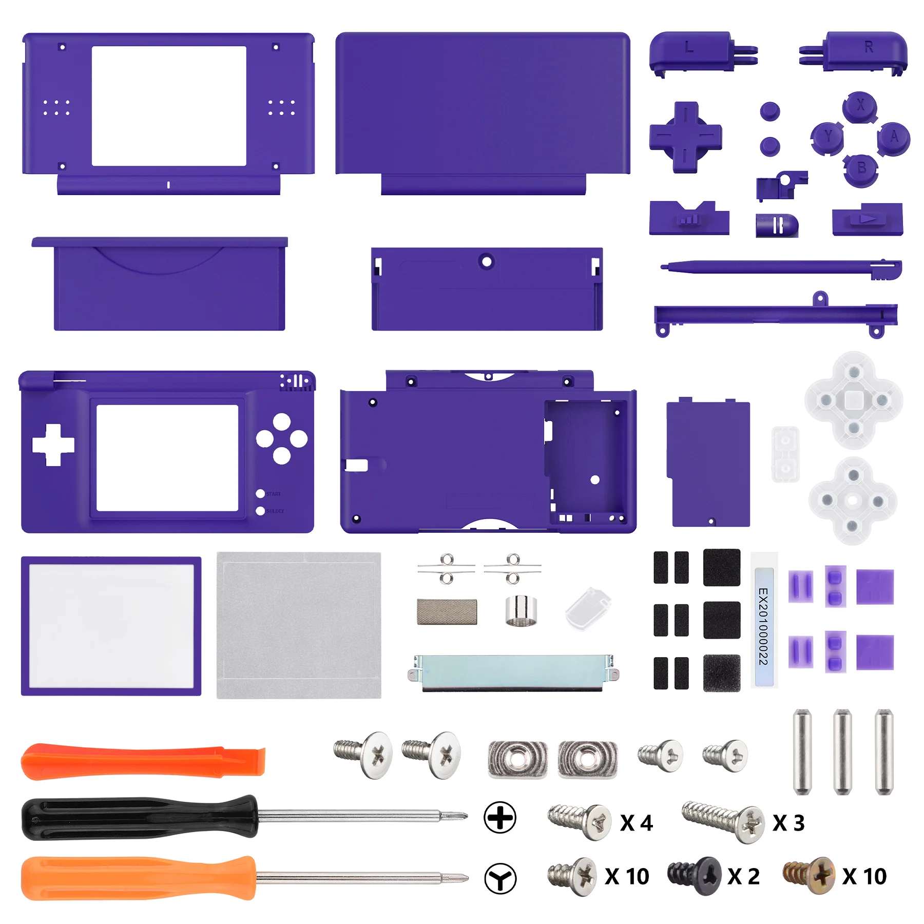 eXtremeRate Replacement Full Housing Shell for Nintendo DS Lite, Case Cover with Buttons, Screen Lens for NDSL - Single Series