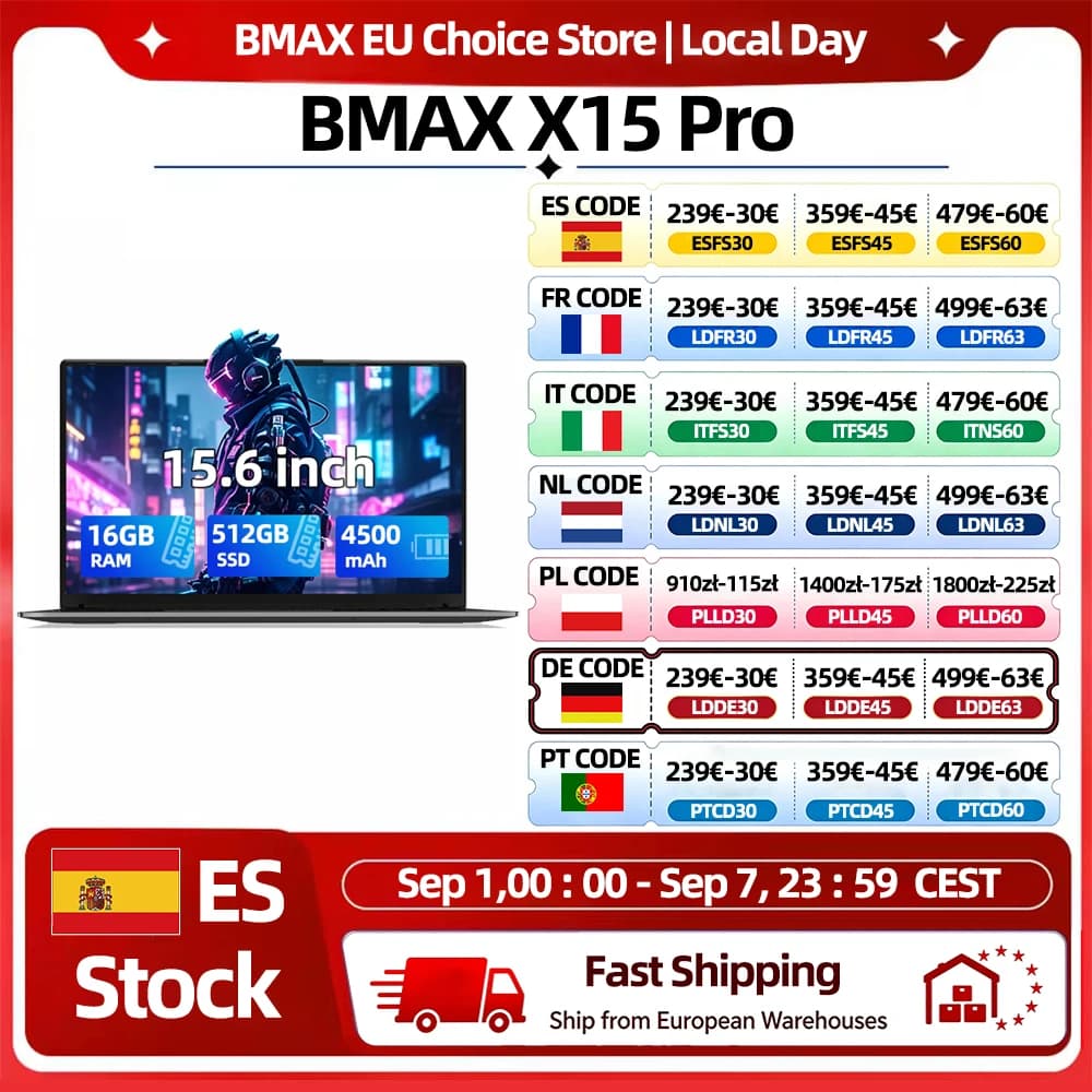 Bmax X15 Pro Laptop Computer 15.6'' IPS  Intel 12th Gen N100 16GB DDR4 RAM 512GB SSD Windows 11 Notebook Numeric Keyboard HDMI Wifi USB Pc