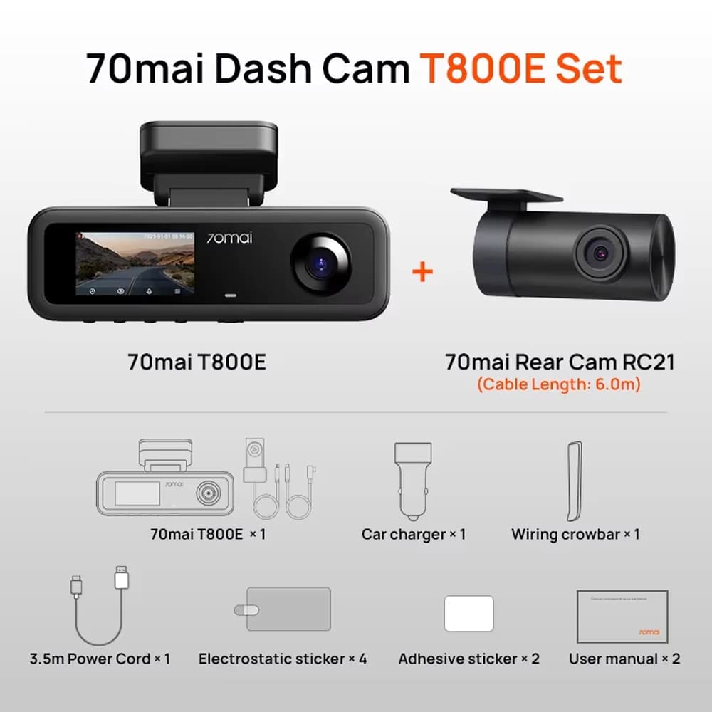 70mai Dash Cam 4K T800E 3-Channel Front Rear Interior 3 in 1 Voice Control 24H Parking Supercapacitor GPS 1080P Rear Cam Car DVR