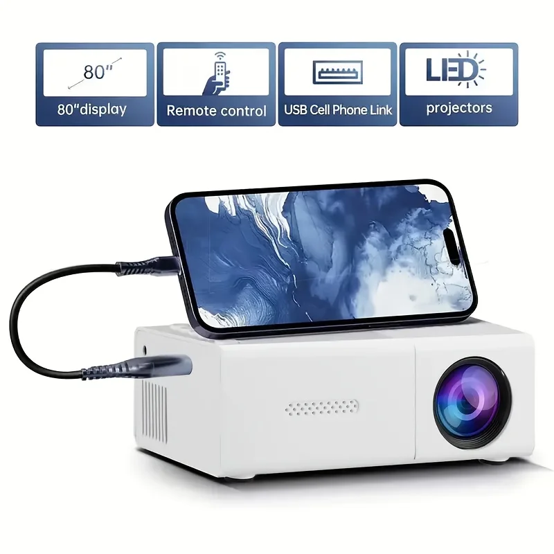Portable Mini Projectors Led Micro Projector 1080P Home Party Meeting Theater Projector Screen Mirroring Connect Phones（Newest Upgraded Version ）
