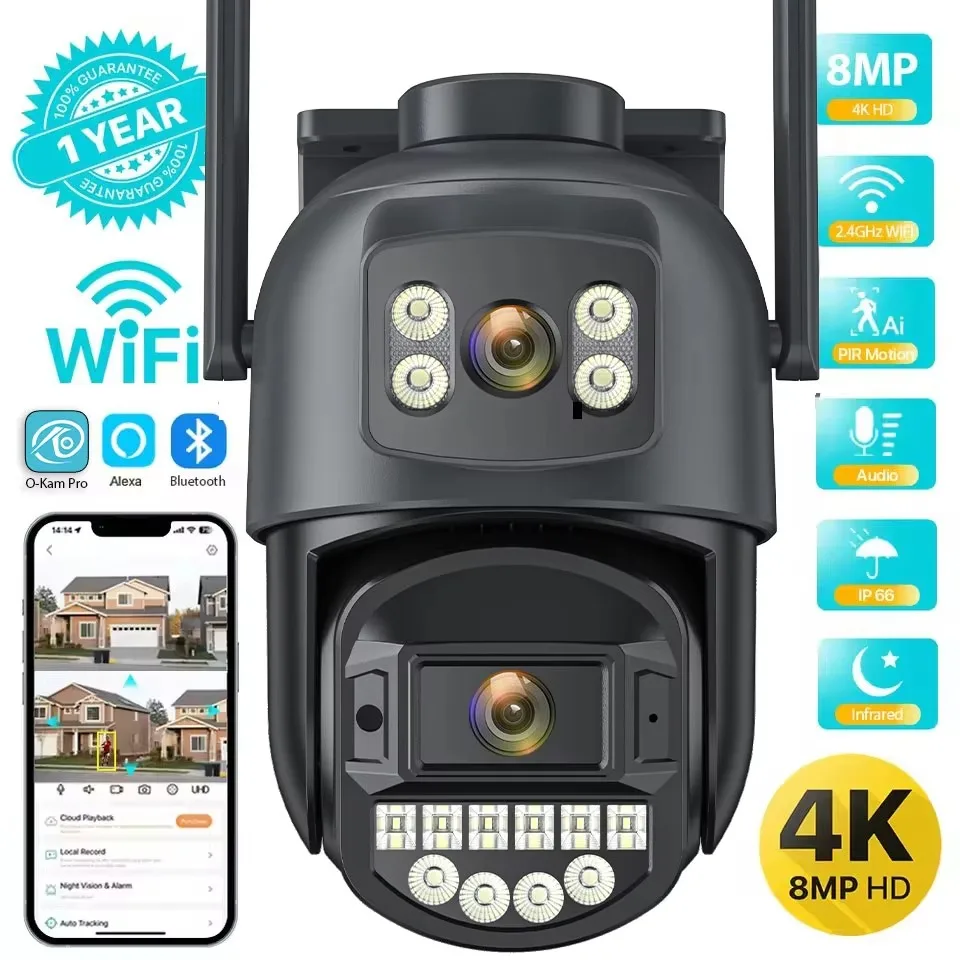 10MP PTZ IP Camera 8MP 5K Outdoor Dual Lens Dual Screen 5G WIFI Camera AI Tracking Security Protection CCTV Surveillance Camera