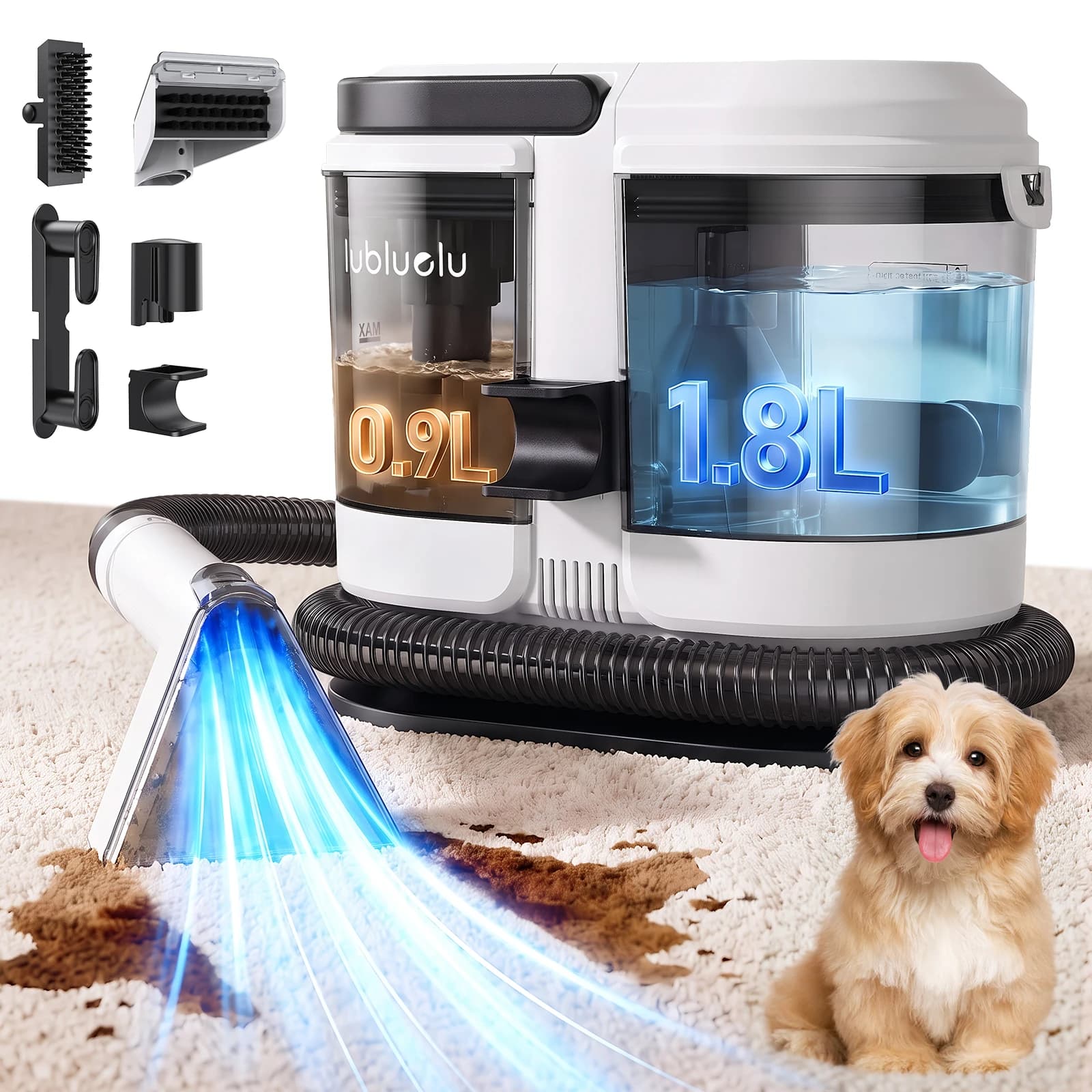 Lubluelu V1 16kPa Portable Carpet Upholstery Spot Cleaner Vacuum Powerful Carpet Cleaning Machines for Home/ Sofa/Carpet/Car Seats