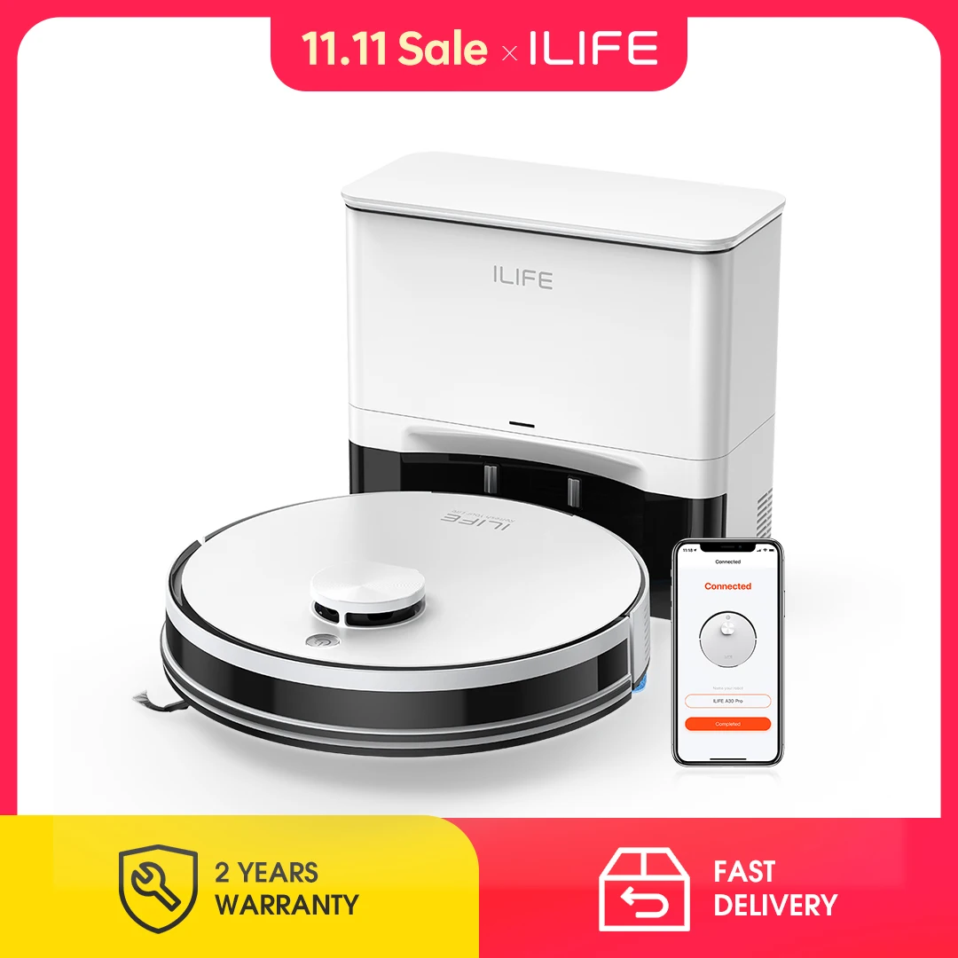 ILIFE A30 PRO 5000Pa Suction, Robot Vacuum and Mop Combo, Self emptying, 60 day capacity,  App/remote , 180 minute running time