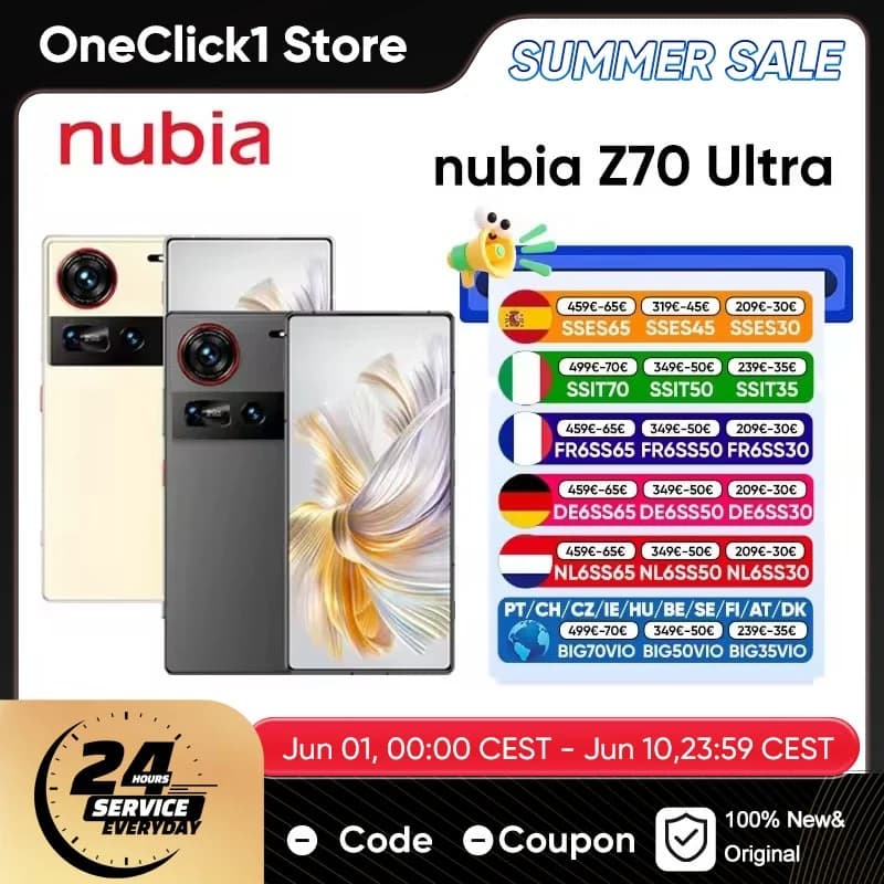 nubia Z70 Ultra 5G Smartphone Global Version Snapdragon 8 Elite 6.85'' 144Hz OLED Display 6150mAh Battery 64MP Camera Android 15