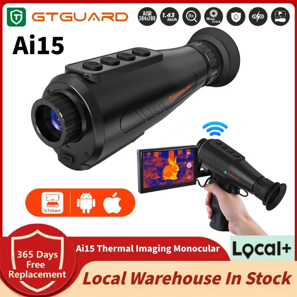 GTGUARD Ai15 Night Vision Goggles Outdoor Surveillance Monocular Thermal Imaging Telescope HD Sensor Resolution Local Inventory