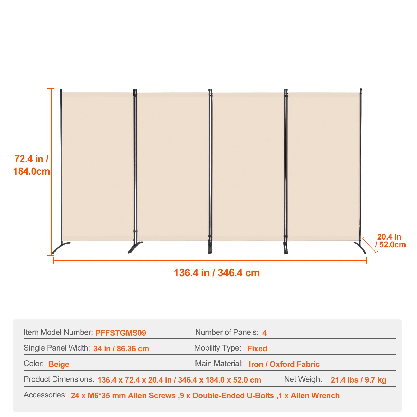 SucceBuy 3/4/6Panel Room Divider Folding Privacy Screen and Portable Freestanding Room Partition for Office Bedroom Study Hotel