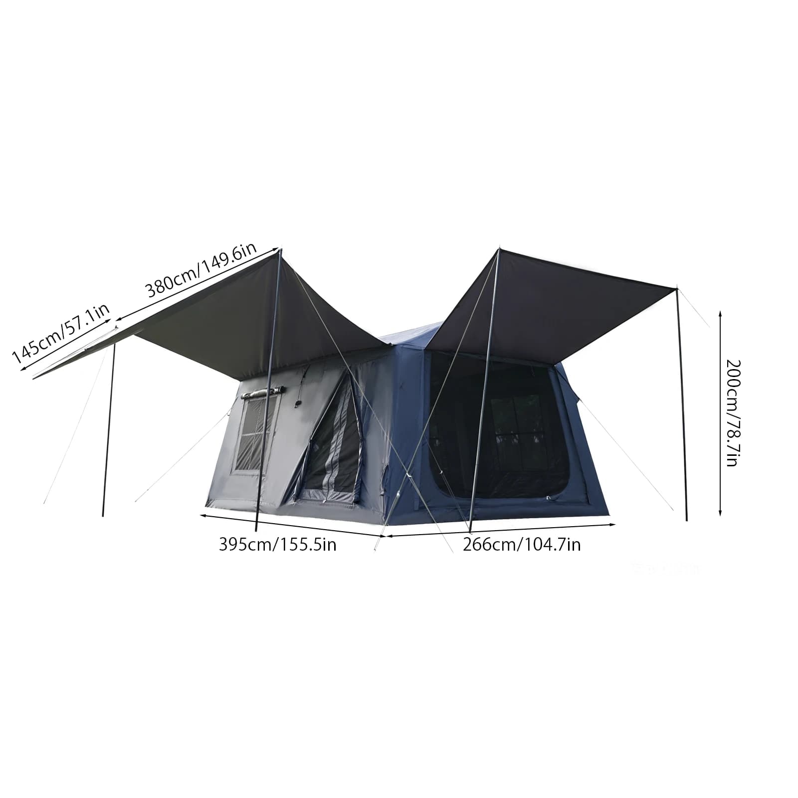 PAKICETUS 10.9㎡ Large Space Inflatable Camping Tent Windproof Sturdy Polyester Fiber Tent Portable Foldable Outdoor Tent for Hiking Backpacking Road Trip Picnic Garden Wilderness Field Camping Outdoor Leisure Activities
