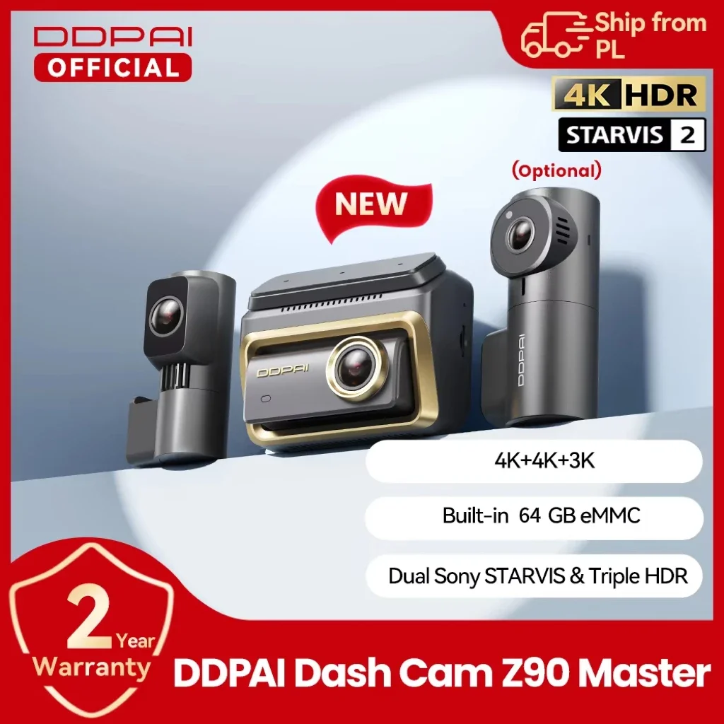New DDPAI Z90Master 4K+4K Dual HDR Dash Cam Front Rear Car Camera Sony STARVIS 2 IMX678 ADAS Parking Monitor 5GHz WiFi 64G EMMC