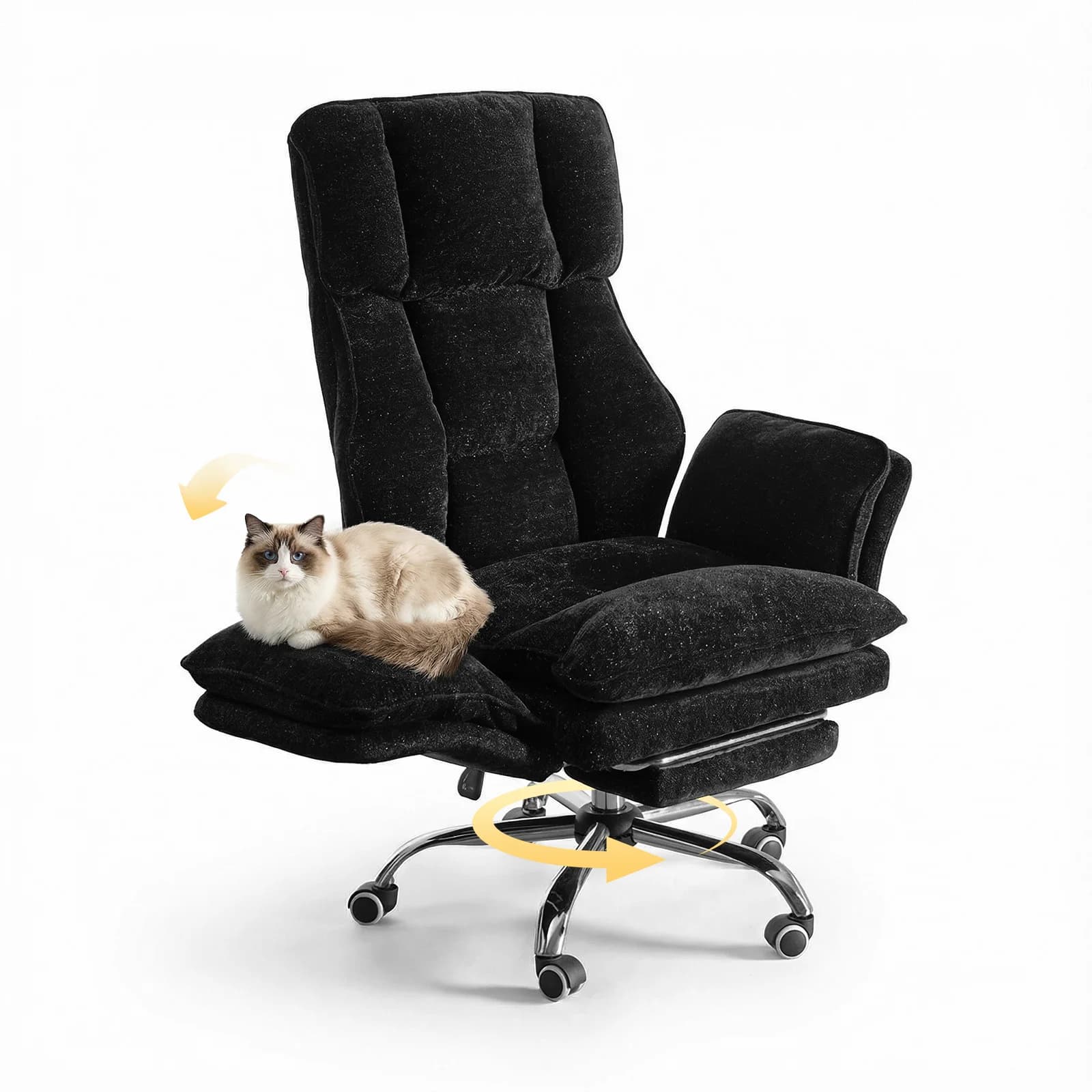 Patbrela Big and Tall Cloud Office Chair,Flip Armrests for Pets & Cross Legged Sitting,Executive Ergonomic Computer Gaming Chair with Foot Rest