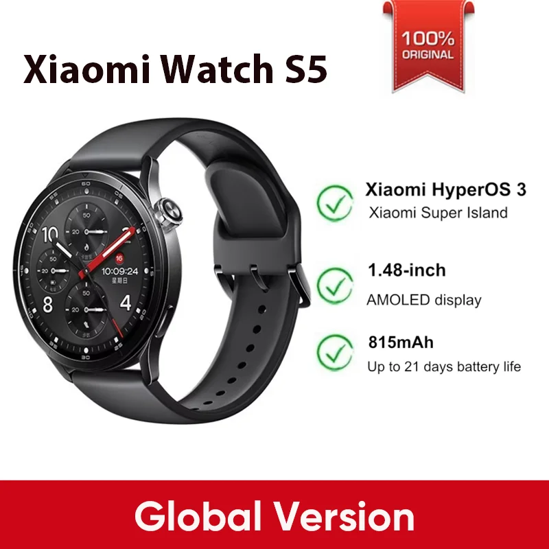 Global Version Xiaomi Watch S5 Smartwatch 1.48" AMOLED Screen 21 Days Battery Life All Day Health Monitoring 150+ Sports Modes
