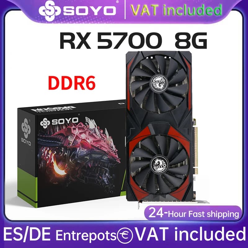 SOYO AMD Radeon RX5700 8GB Gaming Graphics Card GDDR6 Memory 256Bit PCIEx16 4.0 for Desktop Computer Video Cards RX 5700